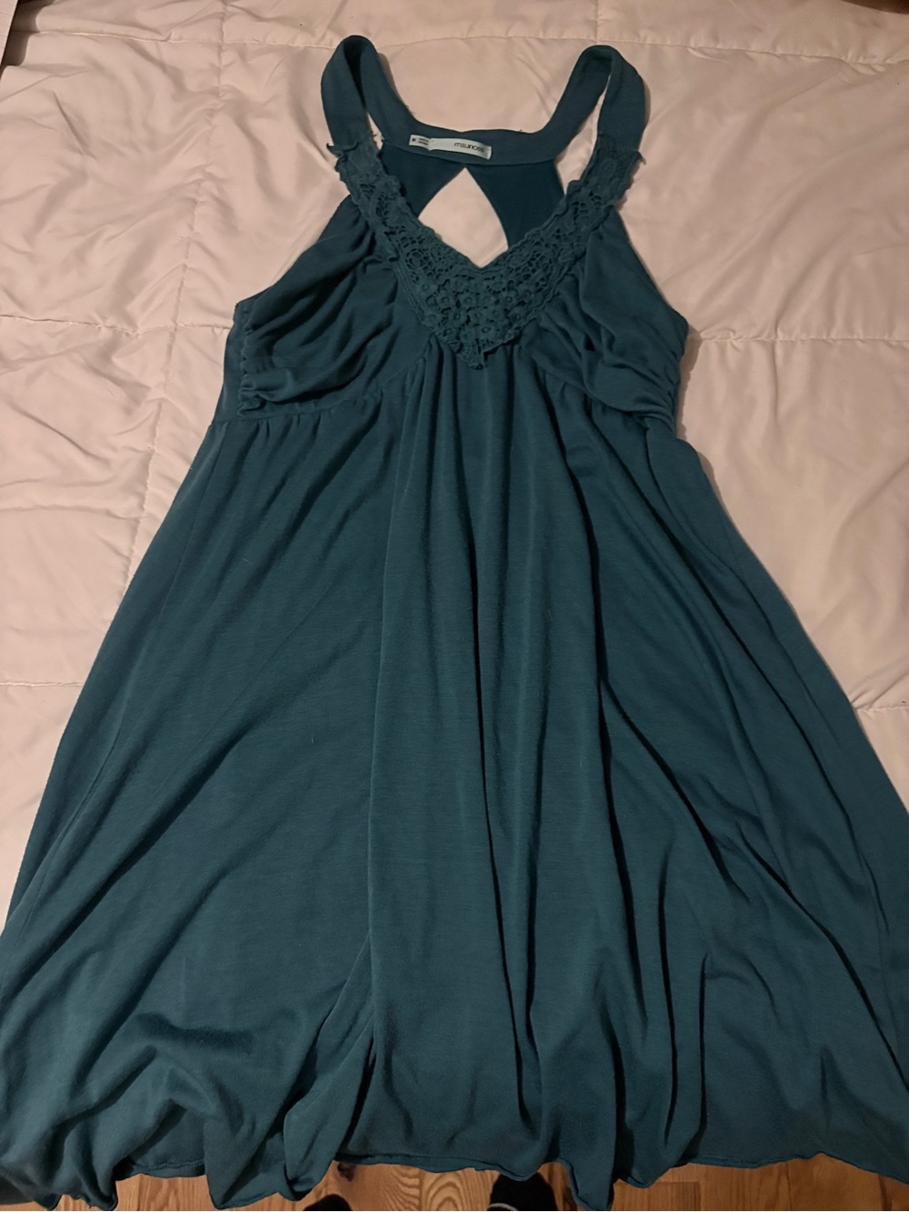 Maurices Teal Crochet-Trim Tank Dress